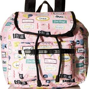 LeSportsac Multicolor Graphic Women's Small Eddie Backpack Sweet Talk Pink Print